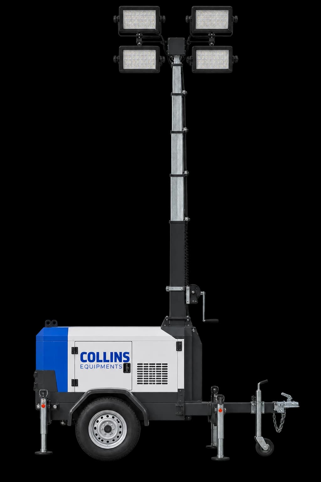 Illustration of a Collins-branded lighting tower