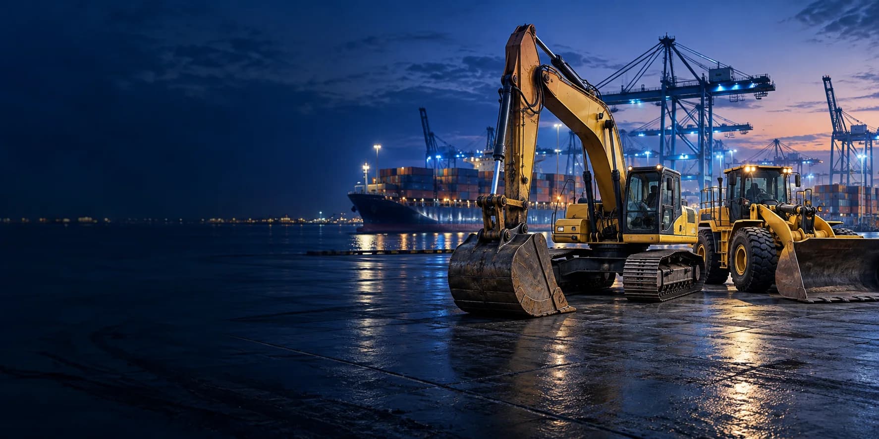 Used heavy machinery prepared for export from the UAE to Africa